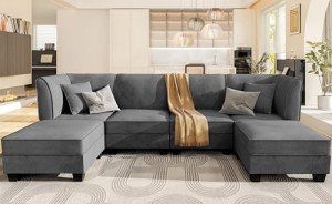 Modular U-Shaped Velvet Sectional Sofa Set