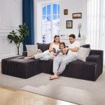 Grey L-Shape Modular Sectional Sofa with Chaise