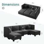 Modular U-Shaped Velvet Sectional Sofa Set