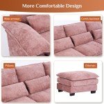 Pink U-Shaped Sectional Sofa with Chaise Lounge