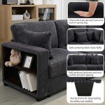 ASAHREE Grey Large Corduroy Sectional Sofa Set