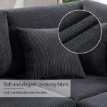 ASAHREE Grey Large Corduroy Sectional Sofa Set