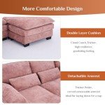Pink U-Shaped Sectional Sofa with Chaise Lounge
