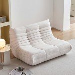Oversized Beige Bean Bag Loveseat for Adults