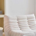 Oversized Beige Bean Bag Loveseat for Adults