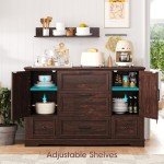 Rustic 48" Farmhouse Buffet Cabinet with Storage
