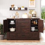 Rustic 48" Farmhouse Buffet Cabinet with Storage