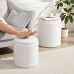 Set of 2 Royal Windsor Boucle Round Ottomans