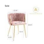 Pink Velvet Dining Chairs with Gold Legs - Set of 2