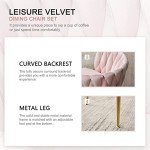 Pink Velvet Dining Chairs with Gold Legs - Set of 2
