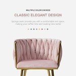 Pink Velvet Dining Chairs with Gold Legs - Set of 2