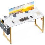 Large White Marble Computer Desk with Storage