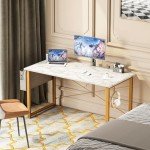 Large White Marble Computer Desk with Storage