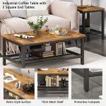 Lamerge 3-Piece Industrial Living Room Table Set