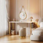 Large White Marble Computer Desk with Storage