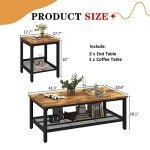 Lamerge 3-Piece Industrial Living Room Table Set