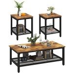 Lamerge 3-Piece Industrial Living Room Table Set