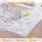 Large White Marble Computer Desk with Storage