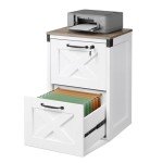 White Farmhouse 2 Drawer File Cabinet with Lock