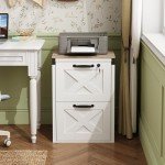 White Farmhouse 2 Drawer File Cabinet with Lock
