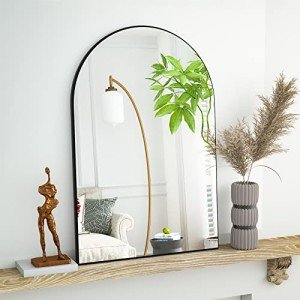 Black Arched Wall Mounted Bathroom Mirror - 20"x30
