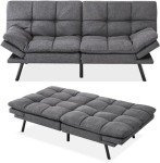 Convertible Memory Foam Futon Sofa Bed - Grey