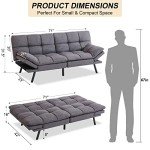 Convertible Memory Foam Futon Sofa Bed - Grey