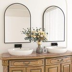 Black Arched Wall Mounted Bathroom Mirror - 20"x30