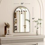 Black Arched Wall Mounted Bathroom Mirror - 20"x30
