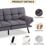 Convertible Memory Foam Futon Sofa Bed - Grey