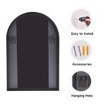 Black Arched Wall Mounted Bathroom Mirror - 20"x30