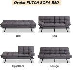 Convertible Memory Foam Futon Sofa Bed - Grey