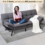 Convertible Memory Foam Futon Sofa Bed - Grey