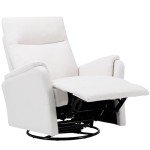 Swivel Rocking Recliner Sofa with Large Footrest