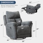 Gray Swivel Rocker Recliner Chair for Small Spaces