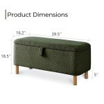 Blackish Green Boucle Storage Ottoman Bench