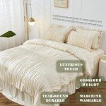 Wheat Ruched King Size Comforter Set 3 Pieces