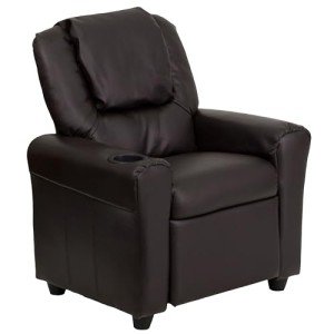 Kids Recliner Chair with Cup Holder, Brown
