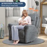 Gray Swivel Rocker Recliner Chair for Small Spaces