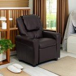 Kids Recliner Chair with Cup Holder, Brown