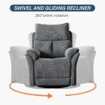 Gray Swivel Rocker Recliner Chair for Small Spaces