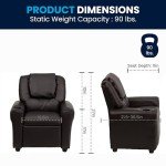 Kids Recliner Chair with Cup Holder, Brown