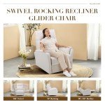 Swivel Rocking Recliner Sofa with Large Footrest