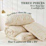 Wheat Ruched King Size Comforter Set 3 Pieces
