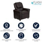 Kids Recliner Chair with Cup Holder, Brown