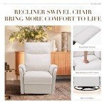 Swivel Rocking Recliner Sofa with Large Footrest