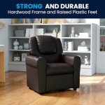 Kids Recliner Chair with Cup Holder, Brown