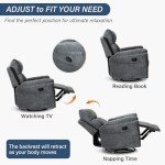 Gray Swivel Rocker Recliner Chair for Small Spaces