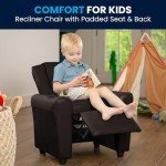 Kids Recliner Chair with Cup Holder, Brown