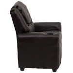 Kids Recliner Chair with Cup Holder, Brown